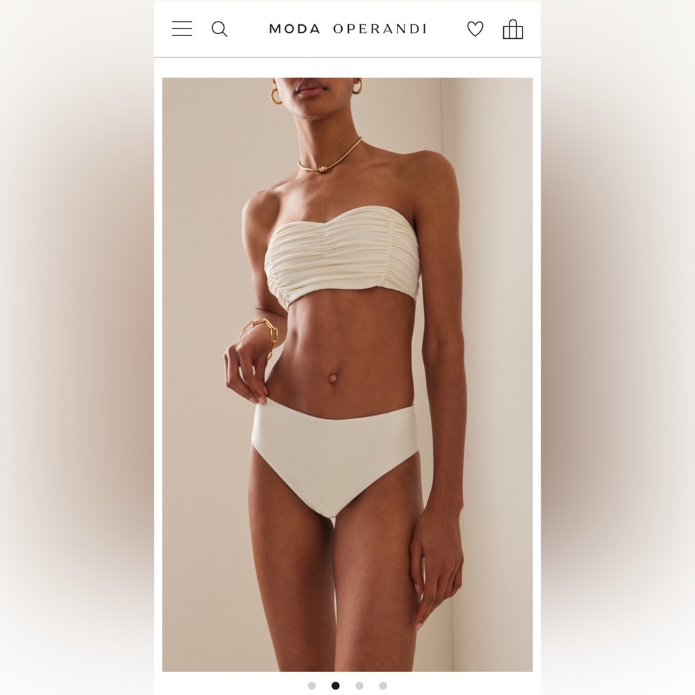 More Noir Rosie Ruched strapless ivory bikini set
